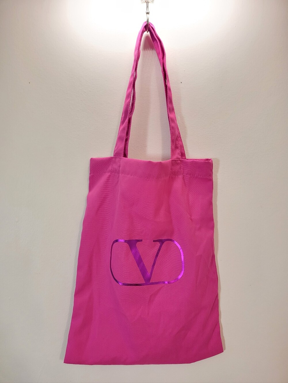 Valentino Beauty GWP Hot Pink V Logo Tote Bag - 12x15.5"